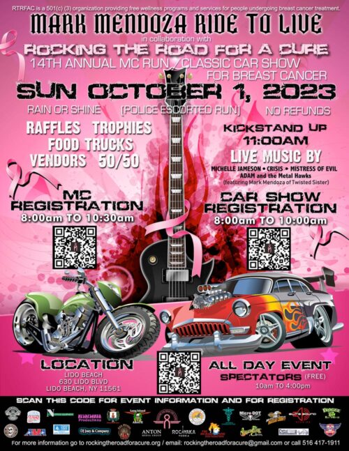 Rocking The Road For A Cure 14th Annual Motorcycle Run and Car Show - Lido Beach