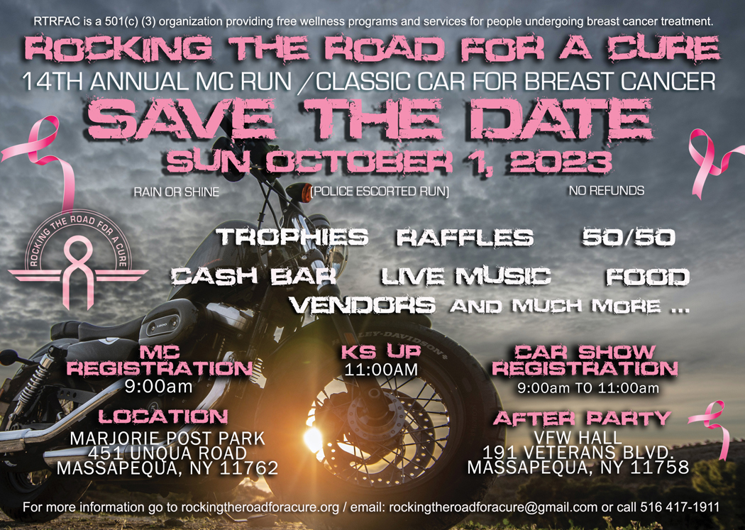 Save The Date Flyer - Mark Mendoza Ride To Live - in collaboration with - Rocking The Road For A Cure