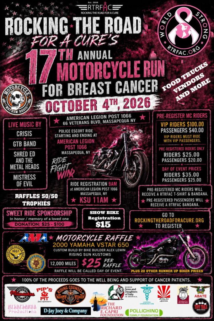 RTRFAC 17th Annual Motorcycle Run for breast cancer - FLYER